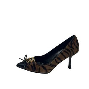 Sergio Rossi Shoes Heels Pointy Toe Tiger Print 35.5 5